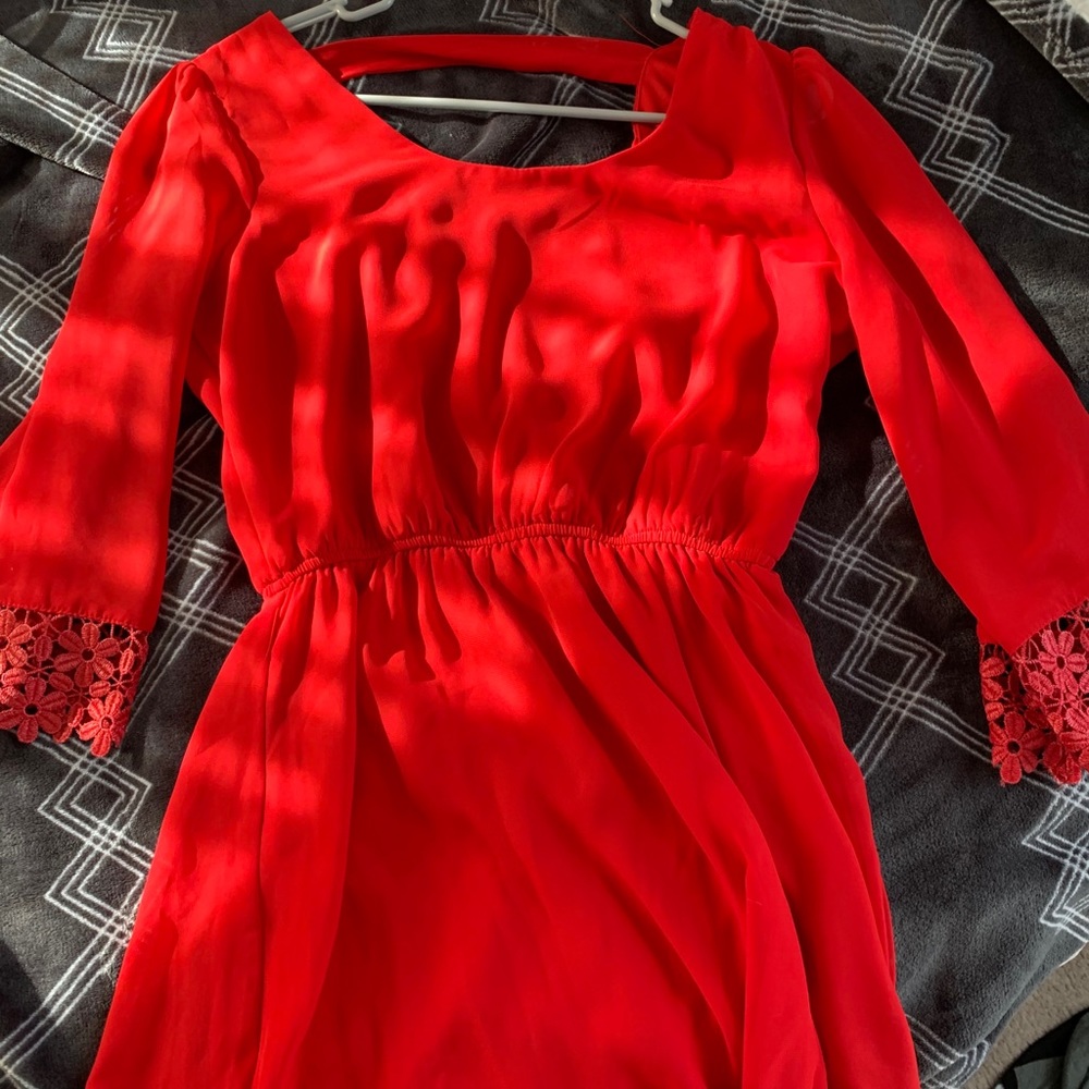Red knee length dress